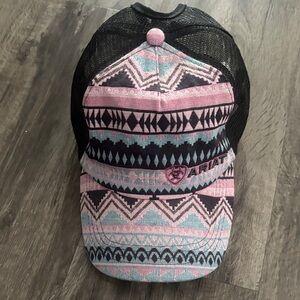 Ariat Geometric Pink and Black Mesh Cap